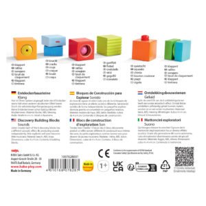 HABA Fun with Sounds Wooden Discovery Blocks back of package
