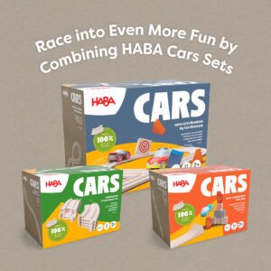 Three HABA Cars packages with the words 