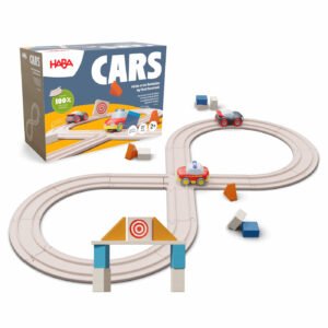 HABA Cars My First Racetrack package with racetrack set with figure-eight track and colorful cars