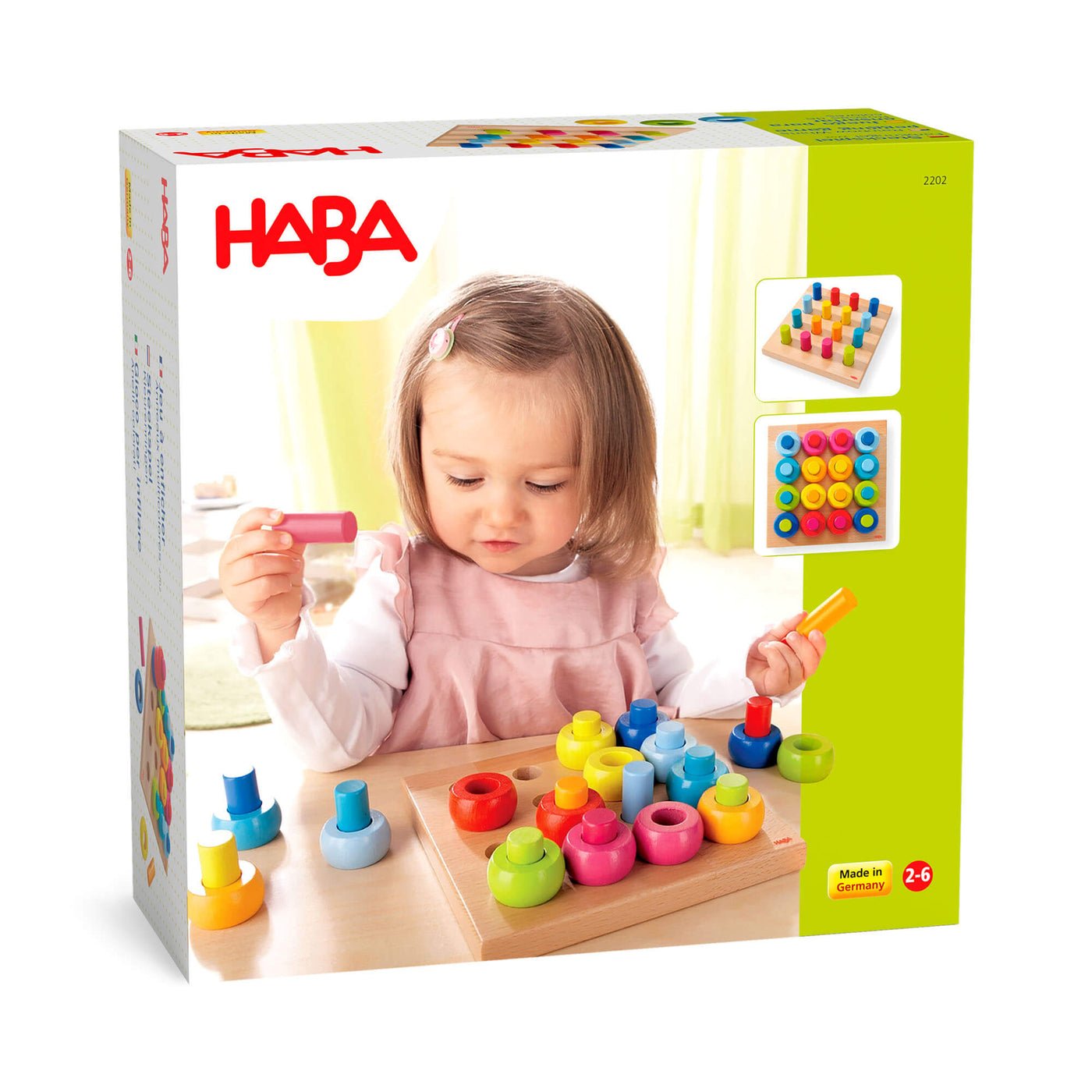 Rainbow Whirls Wooden Sorting and Stacking Game box